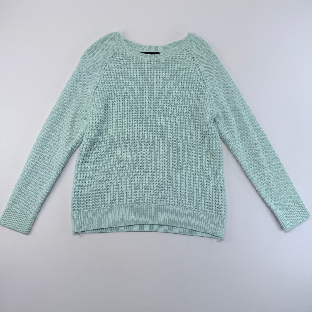 Forever 21 Mint Green Waffle Knit Crew Neck Raglan Sweater Small